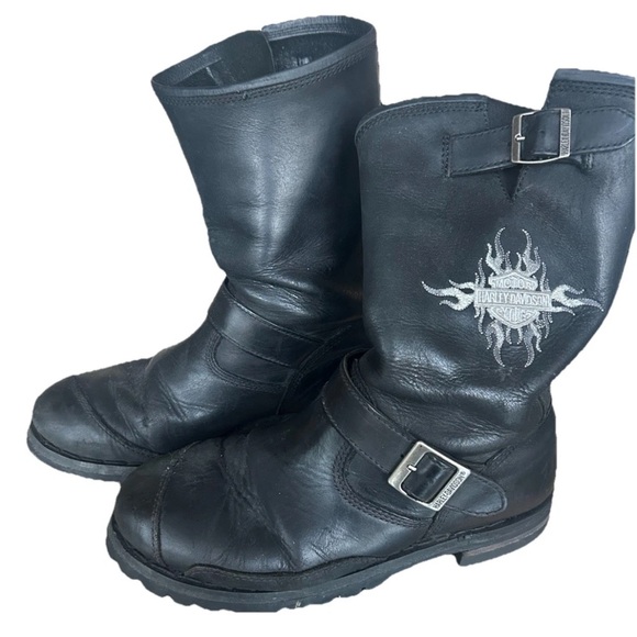 Leather Harley Davidson Hiker Motorcycle Boots Size 10